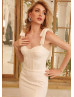 Chic Ivory Satin Wedding Dress With Detachable Tulle Train